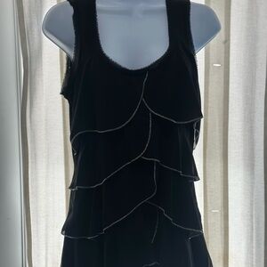 White House Black Market Black Fringed Top